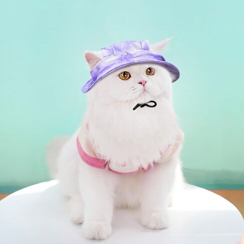Dogs and Cats Sunshade Anti-Strangulation Hat Anti-Peeling Ears Adjustable Rope Buckle Bucket Hat Pet Supplies (Wathet Blue, Small) in Saudi Arabia