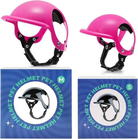 Goaste Dog Helmet for Small Dog, Pet Motorcycle Helmet with Ear Holes, Doggy Safety Hat with Adjustable Belt, Puppy Cat Hard Cap for Outdoor Walking, Biking, Riding, Driving (Small) in Saudi Arabia