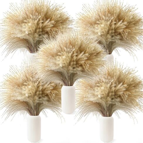 450 PCS Exquisite Natural Pampas Grass Decor - Versatile Reed Grasses for Home & Event Decoration, Pompous Fluffy Tall Dried Reed Grass - Perfect for Vases, Wreaths & Table Centerpieces in Saudi Arabia