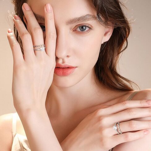 SMILEST 1.5ct Cushion Moissanite Rings for Women, D Color VVS1 Clarity Lab Created Diamond Rings 18K White Gold Plated 925 Sterling Silver Moissanite Engagement Rings for Women Wife with Side Stone in Kuwait