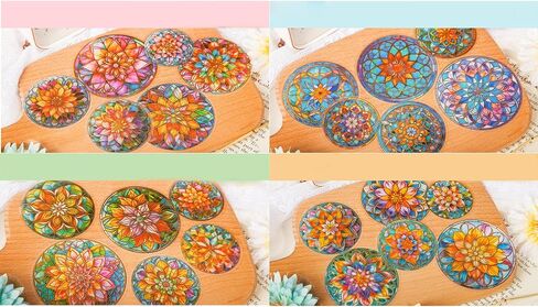 capasin Mandala Stickers 48 Pcs PET Kit for Scrapbooking Waterproof Clear Sticker Junk Journaling Supplies Journal Diary Planner Collage Laptop Paper Crafts Outlines Glitter Shiny Decorative Decals in Saudi Arabia