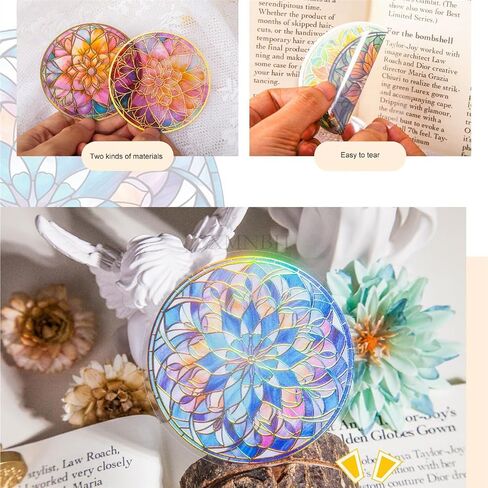 capasin Mandala Stickers 48 Pcs PET Kit for Scrapbooking Waterproof Clear Sticker Junk Journaling Supplies Journal Diary Planner Collage Laptop Paper Crafts Outlines Glitter Shiny Decorative Decals in Saudi Arabia