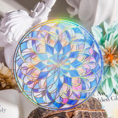 capasin Mandala Stickers 48 Pcs PET Kit for Scrapbooking Waterproof Clear Sticker Junk Journaling Supplies Journal Diary Planner Collage Laptop Paper Crafts Outlines Glitter Shiny Decorative Decals in Saudi Arabia