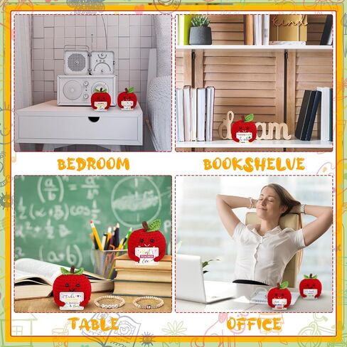 6 مجموعات هدايا تقدير المعلم كروشيه Apple Dolls مع بطاقة الشكر والعروض لعروض يوم التخرج الإيجابي في نهاية العام من الطلاب in Kuwait