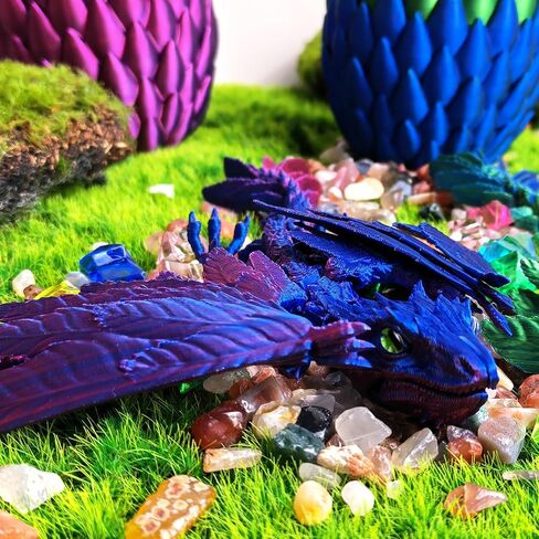 Dynamic 3D Printed Dragon Eggs with Dragon Inside，3D Dragon with Wings Movable, Feathered Wyvern Dragon,Full Articulated Crystal Flying Fidget Dragon, 3D Printed Archaeopteryx Bird Animals Toy in Kuwait