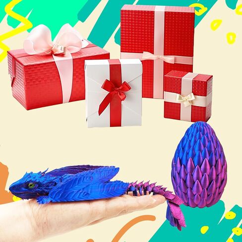 Dynamic 3D Printed Dragon Eggs with Dragon Inside，3D Dragon with Wings Movable, Feathered Wyvern Dragon,Full Articulated Crystal Flying Fidget Dragon, 3D Printed Archaeopteryx Bird Animals Toy in Kuwait