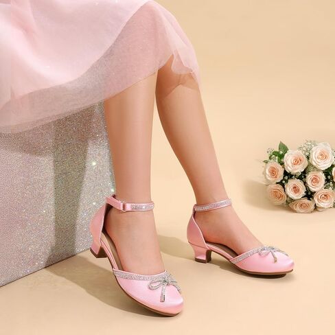 DREAM PAIRS Girls Dress Shoes Pumps Low Heels Sandals Flower Party Wedding Princess in Kuwait