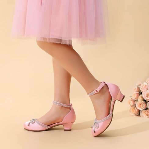 DREAM PAIRS Girls Dress Shoes Pumps Low Heels Sandals Flower Party Wedding Princess in Kuwait