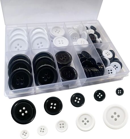 100 Pcs Premium Resin Sewing Buttons, 5 Sizes of Black Buttons, Flatback Button, 4-Hole Craft Button for Sewing, Suits, DIY and Decoration in Saudi Arabia