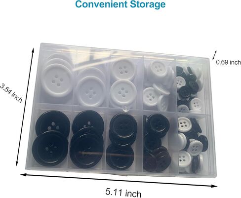100 Pcs Premium Resin Sewing Buttons, 5 Sizes of Black Buttons, Flatback Button, 4-Hole Craft Button for Sewing, Suits, DIY and Decoration in Saudi Arabia