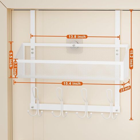 Over The Door Hooks Organizer, Back of Door Organizer with 12 Coat Hooks & Mesh Baskets Over The Door Towel Rack Door Hanger Storage Rack for Bathroom,Kitchen,Bedroom(Black) in Saudi Arabia