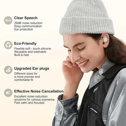 Ear Plugs, Reusable Earplugs Hearing Protection 28dB Noise Cancelling for Social Gatherings, Work, Study, Conversation – 6 Pairs Eartips in S/M/L – Flexible Silicone Soft in Kuwait