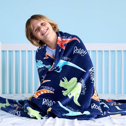 Joiedomi Glow in The Dark Blanket - Dinosaur Gift for Girls Boys Age 2 3 4 5 6 7 8 9 10 11 12 Year Old - Soft Cozy Flannel Kids Throw Blanket, Birthday Bedroom Decor 50"×60" in Saudi Arabia