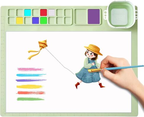 Trtyef Silicone Painting حصيرة ، 16 مقسمات ملونة حصيرة فنون مع كوب قابلة للطي ، 20 "x16" لوحة الطلاء السيليكون ل DIY ، الطين ، الرسم والحرف (الوردي) in Saudi Arabia