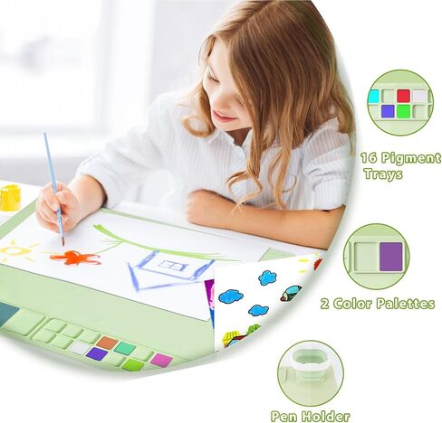 Trtyef Silicone Painting حصيرة ، 16 مقسمات ملونة حصيرة فنون مع كوب قابلة للطي ، 20 "x16" لوحة الطلاء السيليكون ل DIY ، الطين ، الرسم والحرف (الوردي) in Saudi Arabia