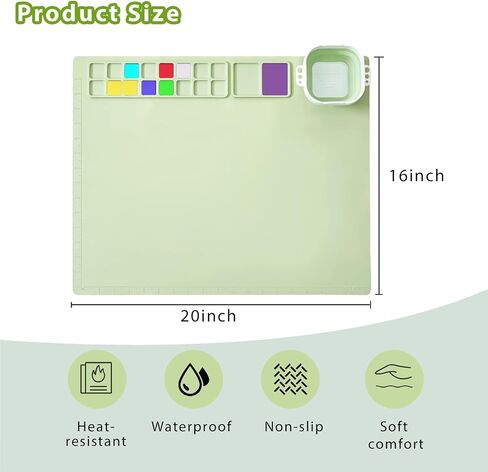 Trtyef Silicone Painting حصيرة ، 16 مقسمات ملونة حصيرة فنون مع كوب قابلة للطي ، 20 "x16" لوحة الطلاء السيليكون ل DIY ، الطين ، الرسم والحرف (الوردي) in Saudi Arabia