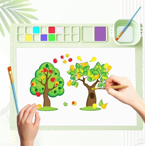 Trtyef Silicone Painting حصيرة ، 16 مقسمات ملونة حصيرة فنون مع كوب قابلة للطي ، 20 "x16" لوحة الطلاء السيليكون ل DIY ، الطين ، الرسم والحرف (الوردي) in Saudi Arabia