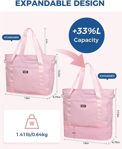 Fmeida Gym Bag with Shoe Compartment Expandable, Duffle Bag for Travel with Wet Pocket, Sports Duffels with Yoga Mat Strap, Personal Item Travel Bag Overnight Weekender Tote Bag for Women - Black in Kuwait