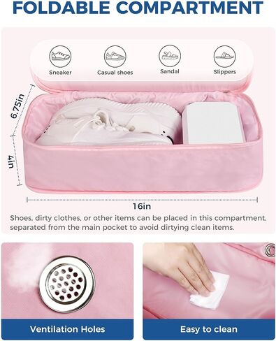 Fmeida Gym Bag with Shoe Compartment Expandable, Duffle Bag for Travel with Wet Pocket, Sports Duffels with Yoga Mat Strap, Personal Item Travel Bag Overnight Weekender Tote Bag for Women - Black in Kuwait