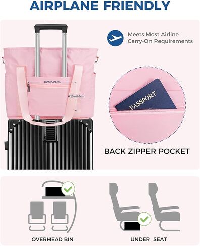 Fmeida Gym Bag with Shoe Compartment Expandable, Duffle Bag for Travel with Wet Pocket, Sports Duffels with Yoga Mat Strap, Personal Item Travel Bag Overnight Weekender Tote Bag for Women - Black in Kuwait