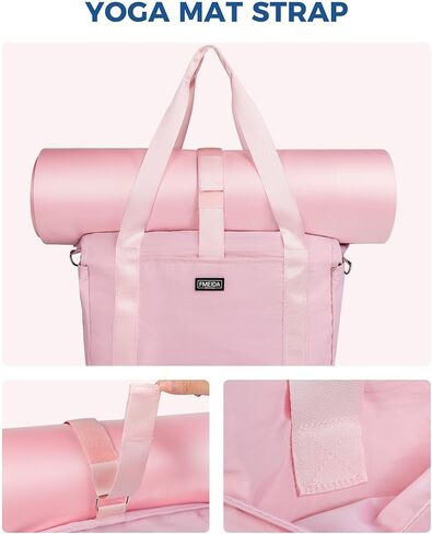 Fmeida Gym Bag with Shoe Compartment Expandable, Duffle Bag for Travel with Wet Pocket, Sports Duffels with Yoga Mat Strap, Personal Item Travel Bag Overnight Weekender Tote Bag for Women - Black in Kuwait