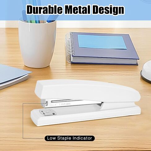 Stapler 25 Sheet Capacity with 1000 Staples and Staple Remover - Staplers for Desk, Non-Slip Office Stapler with Staples, White in Saudi Arabia