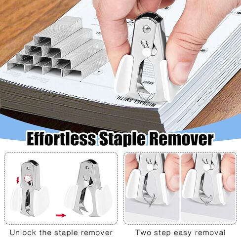 Stapler 25 Sheet Capacity with 1000 Staples and Staple Remover - Staplers for Desk, Non-Slip Office Stapler with Staples, White in Saudi Arabia