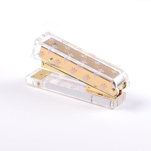 Laura Ashley Heirloom Cottage Mini Stapler – Stylish Gold & Acrylic Desk Stapler with Floral Accents – Compact 5" Aesthetic Office Stapler for Home, School & Work – Gift-Ready Packaging in Kuwait