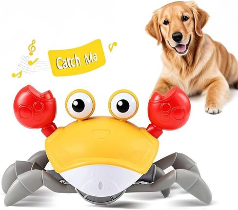 Crawling Crab Dog Toy with Obstacle Avoidance Sensor – Interactive Electric Crab Dog Toy with Music, Lights & Auto Escape – Fun Chew Toy Gift for Puppy, Small & Medium Dogs, Cats & Pets (Orange) in Saudi Arabia