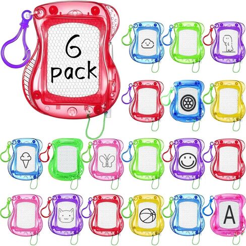 LUKAKU Mini Magnetic Drawing Board for Kids Sketch Drawing Tablet and Writing Pad,Backpack Keychain Erasable Doodle Board,Birthday Party Favor and Goodie Bag Filler (6pcs) in Kuwait