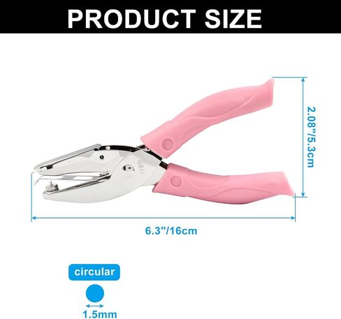 Murtenze 1 Pack Single Hole Punch 1/16" Handheld Hole Paper Punch for DIY Craft Paper Scrapbook Puncher with Pink Soft Thick Leather Cover(Round, 1/16 Inch) in Saudi Arabia