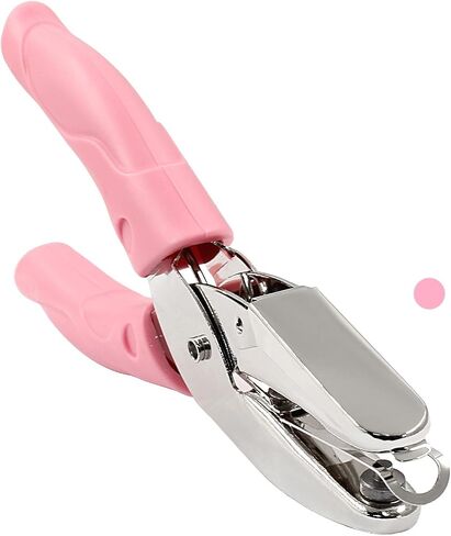 Murtenze 1 Pack Single Hole Punch 1/16" Handheld Hole Paper Punch for DIY Craft Paper Scrapbook Puncher with Pink Soft Thick Leather Cover(Round, 1/16 Inch) in Saudi Arabia