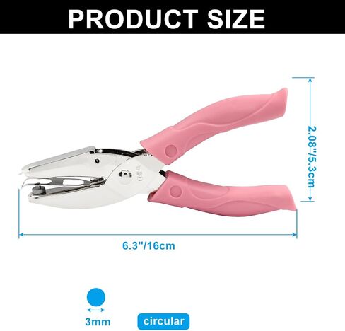 Murtenze 1 Pack Single Hole Punch 1/16" Handheld Hole Paper Punch for DIY Craft Paper Scrapbook Puncher with Pink Soft Thick Leather Cover(Round, 1/16 Inch) in Saudi Arabia