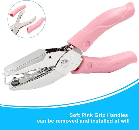 Murtenze 1 Pack Single Hole Punch 1/16" Handheld Hole Paper Punch for DIY Craft Paper Scrapbook Puncher with Pink Soft Thick Leather Cover(Round, 1/16 Inch) in Saudi Arabia