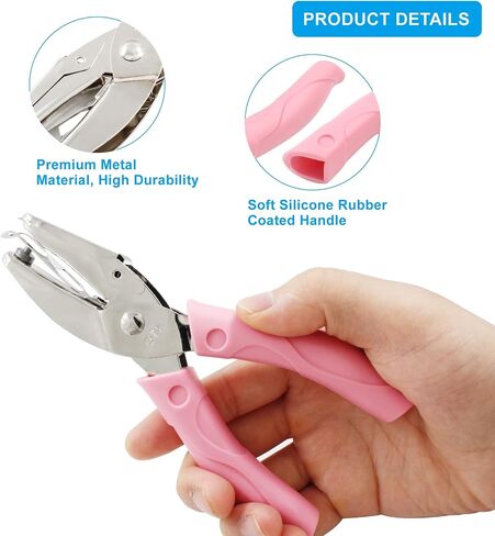 Murtenze 1 Pack Single Hole Punch 1/16" Handheld Hole Paper Punch for DIY Craft Paper Scrapbook Puncher with Pink Soft Thick Leather Cover(Round, 1/16 Inch) in Saudi Arabia