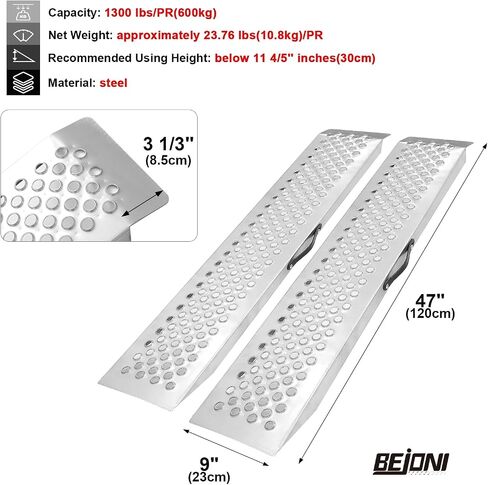 BEJONI 59" L Steel Loading Ramps for Pickup Trucks, 1300lbs Capacity Folding Motorcycle Ramps with Non-Slip Surface, Portable Truck Loading Ramps for Lawn Mower, ATV, Dirt Bike, Trailer, Pack of 2 in Saudi Arabia