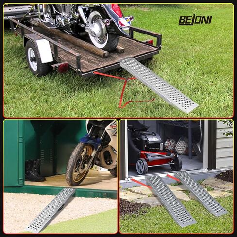 BEJONI 59" L Steel Loading Ramps for Pickup Trucks, 1300lbs Capacity Folding Motorcycle Ramps with Non-Slip Surface, Portable Truck Loading Ramps for Lawn Mower, ATV, Dirt Bike, Trailer, Pack of 2 in Saudi Arabia