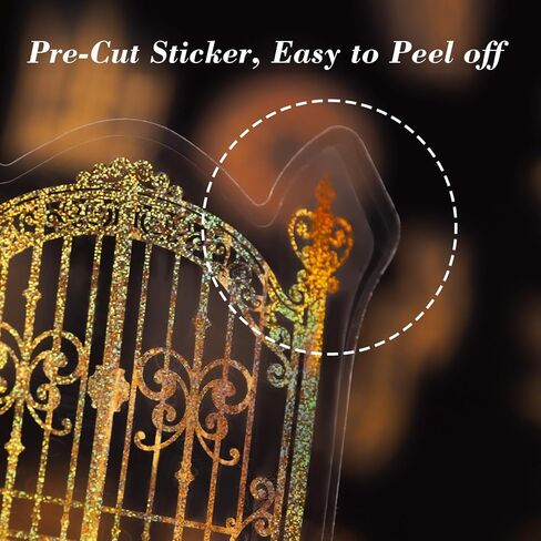 Dizdkizd Pre Cut Gold Holographic Stickers, 180 Pieces Large Size Glitter Transparent Resin Sticker Decals for Scrapbooking Crafts Laptop Gift Wraps Water Bottles Art in Saudi Arabia