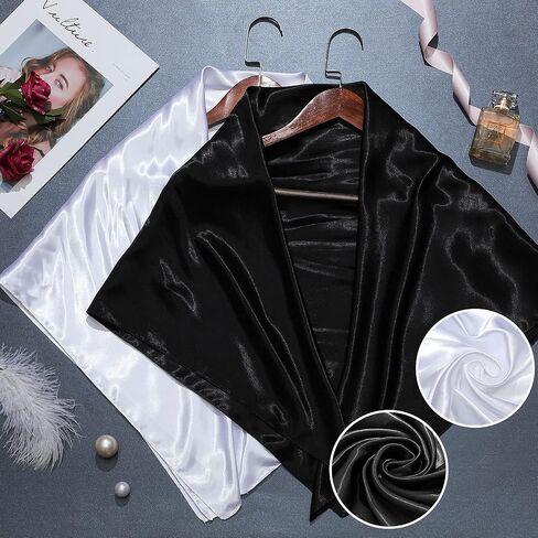 SATINIOR 35 Inch Silk Head Scarf 2 Pcs Large Square Neck Scarf Sleeping Hair Wrapping Satin Scarf for Women in Saudi Arabia