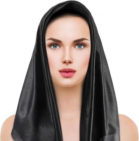SATINIOR 35 Inch Silk Head Scarf 2 Pcs Large Square Neck Scarf Sleeping Hair Wrapping Satin Scarf for Women in Saudi Arabia