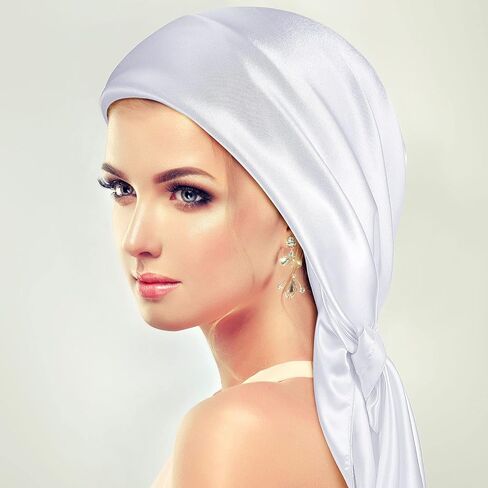 SATINIOR 35 Inch Silk Head Scarf 2 Pcs Large Square Neck Scarf Sleeping Hair Wrapping Satin Scarf for Women in Saudi Arabia