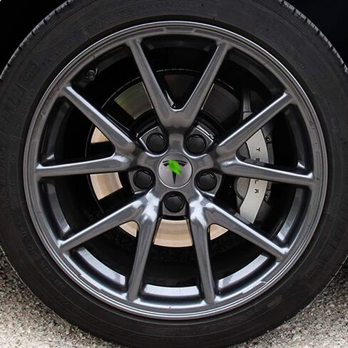 ملصقات شعار T Emblem لإطار العجلة المركزية 5 قطع متوافقة مع طراز Tesla Model Y in Kuwait
