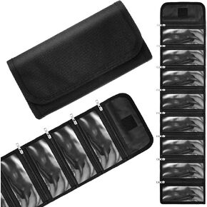 Money Wallet Organizer for Cash with 8 Zippered Slots Multipack Holder Pockets Small for Travel, Budgeting Cash, Storing Receipt (Black)