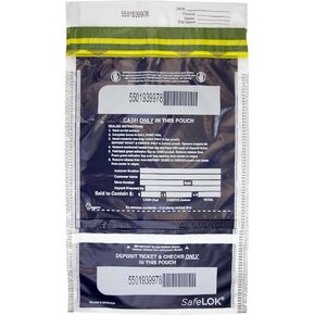 ControlTek SafeLok Vertical Twin Dual Deposit, 10"x15", Clear, 100 Bags, Tamper-Evident Deposit Bags, Cash Currency Handling & Valuables, Tear-off Receipt + Large Barcodes 585092