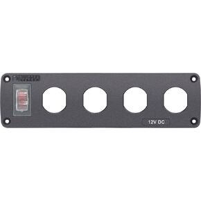 Blue Sea Systems 4369 Water-Resistant Accessory Panel, 4 Blank Sockets, Grey