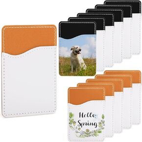 Nicunom 12 Pack Sublimation Blanks Phone Wallet, PU Leather Phone Card Holder for Back of Phone, DIY Blanks Credit Card Pocket for Phone Case, Stick on Wallet for Cell Phone