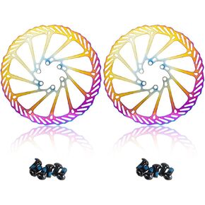 Chooee 160mm 180mm 203mm Bike Disc Brake Rotor 2PCS MTB Disc Rotor For Mountain Bike（Gold/Colour/Blue）
