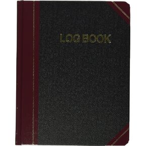 Boorum & Pease Log Book with Black/Red Covers, Record Rule, 10-3/8 x 8-1/8, 150 Pages (G21-150-R), White