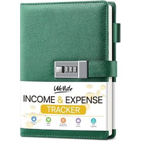 WEMATE Accounting Ledger Book with Lock, Accounting Log, Tracking Income & Expenses Deposits, Expense Tracker Notebook for Small Business Bookkeeping & Personal Use A5 Black 8.5x5.3"