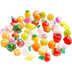 50 قطعة من الفواكه والخضروات الصغيرة المزيفة، نموذج فواكه من الراتينج، فاكهة صغيرة واقعية، محاكاة طعام المطبخ، خضروات لتزيين المنزل الصغير in Kuwait